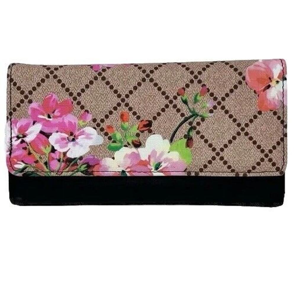 AR New York Women’s Black Floral Print Wallet Faux Leather NWT NEW Colorful